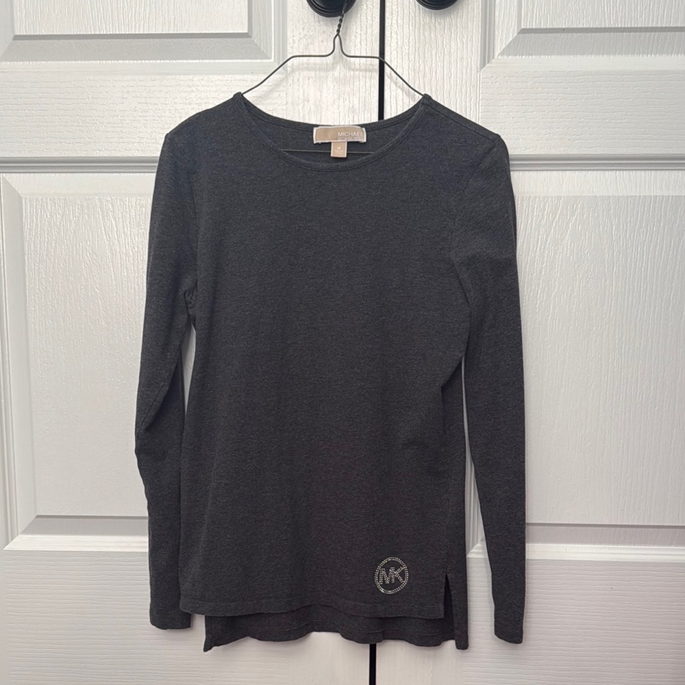 Michael Kors Dark Gray Long Sleeve Top